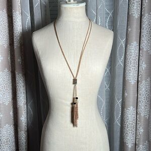 Gold Tone Tassel Pendant Necklace